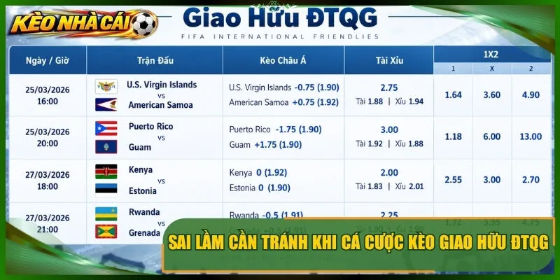 Sai lầm cần tránh khi cá cược kèo giao hữu đtqg
