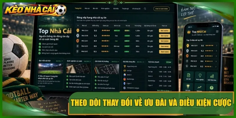Theo dõi thay đổi về ưu đãi và điều kiện cược